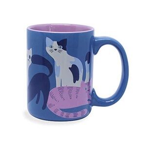 Wild Eye Designs Kitty Cat Family Blue 16 Ounce Glazed Ceramic Lilac